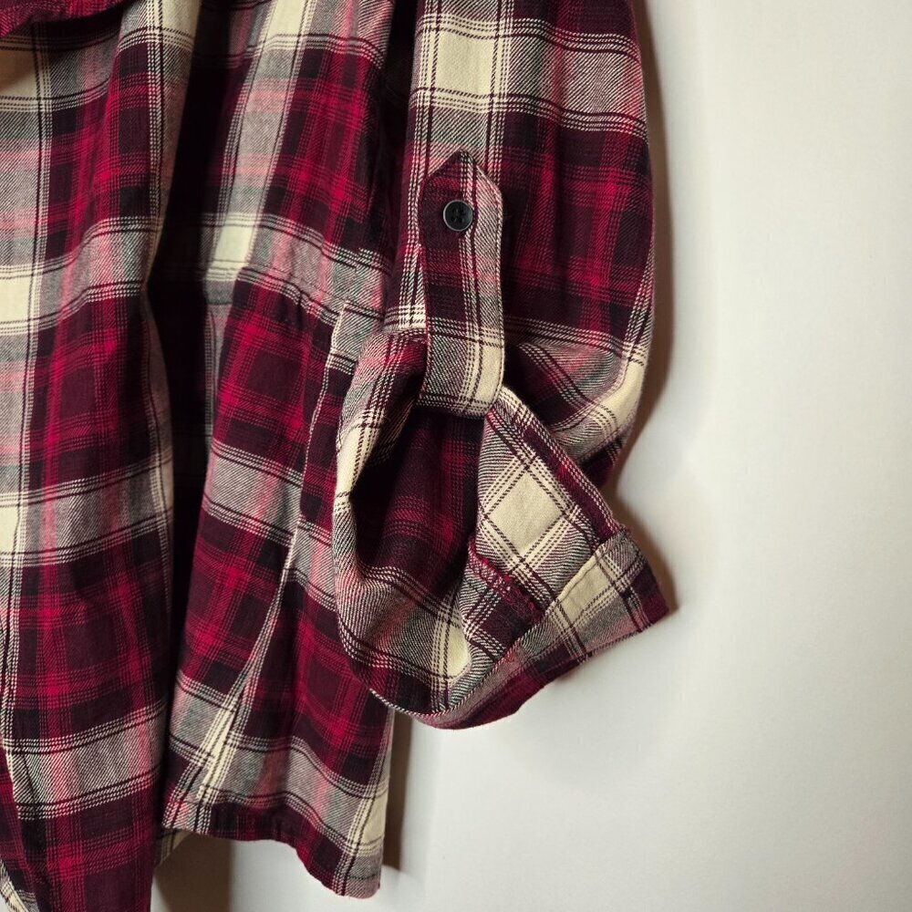 Wild Blue Sadie Robertson Red Plaid Cardigan Completer Shirt Top Sz S - Picture 6 of 16